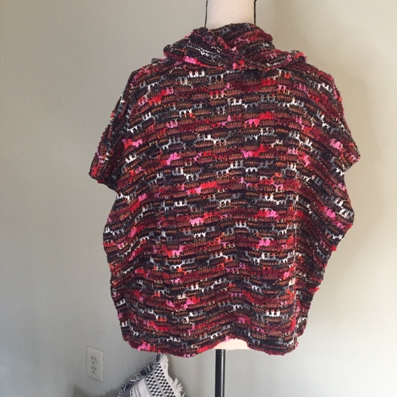 SNO Skins Multi color Loose Knit Cowl Neck Sweater/Poncho, S - Picture 3 of 8